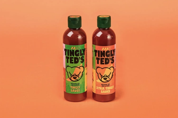 famous foodie Ed Sheeran's hot sauce bottles