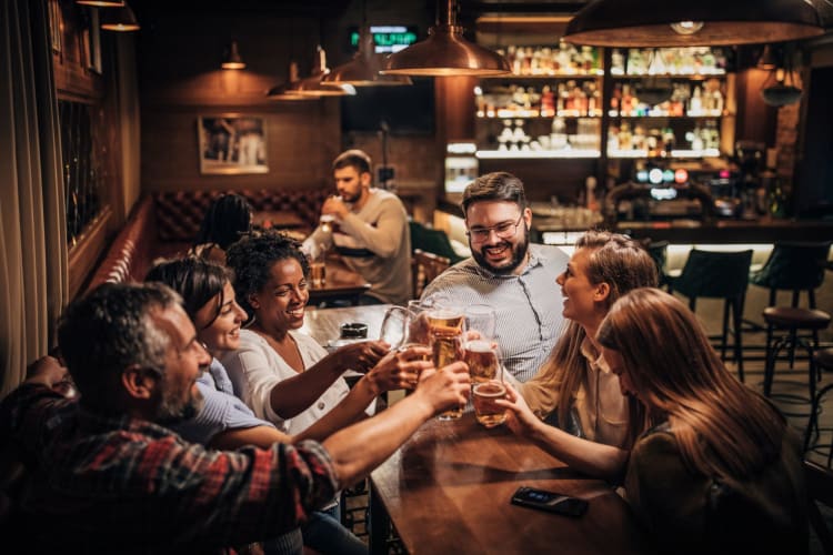 Group of friends in pub