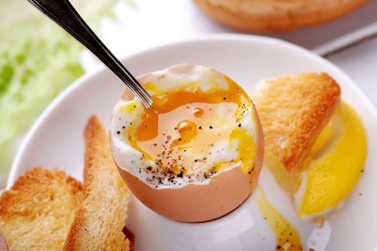 soft-boiled egg with bread