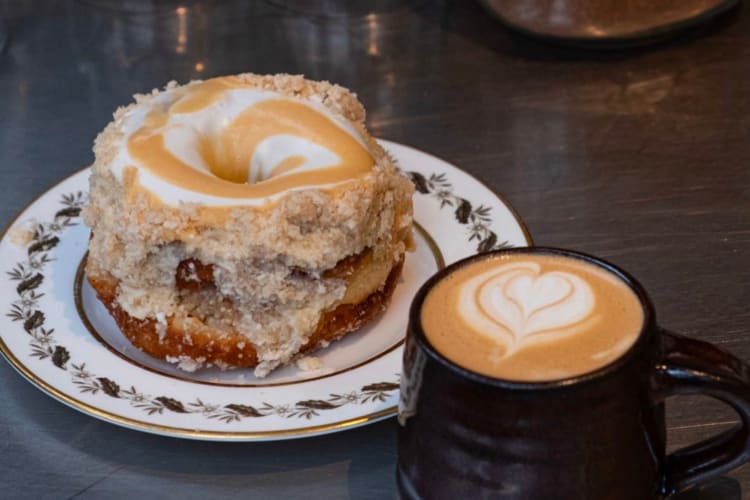 donut and coffee at a manchester restaurant