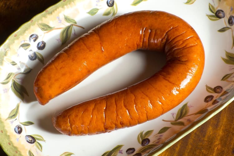 A U-shaped kielbasa sausage.