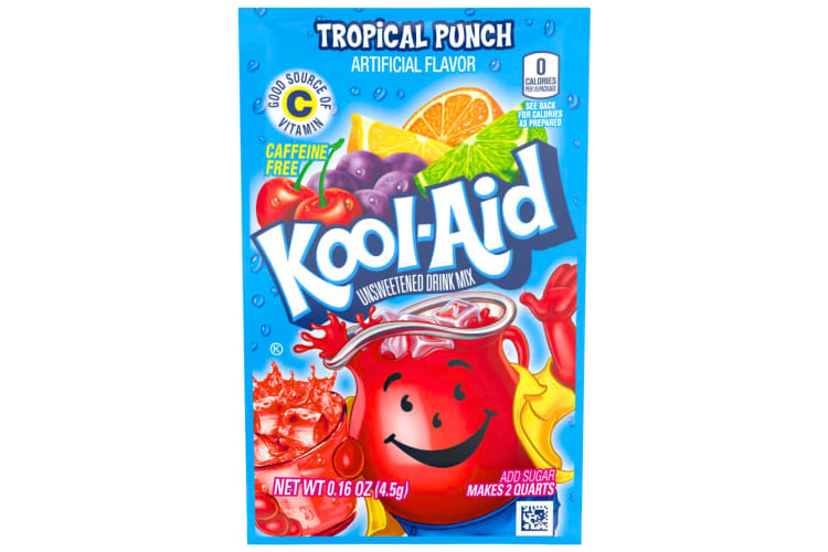 A packet Kool-Aid in the flavor Tropical Punch