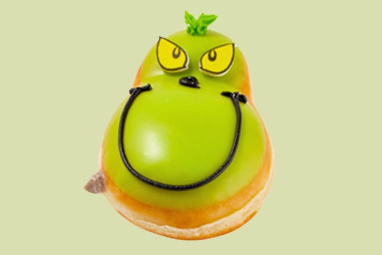 The Grinch donut one of the Kripsy Kreme Christmas donuts