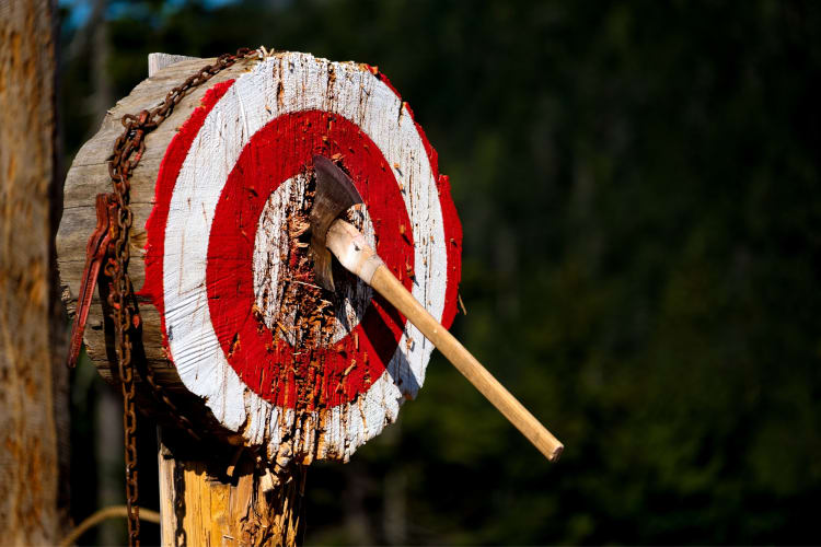 Axe throwing is one of the unique date ideas in Las Vegas