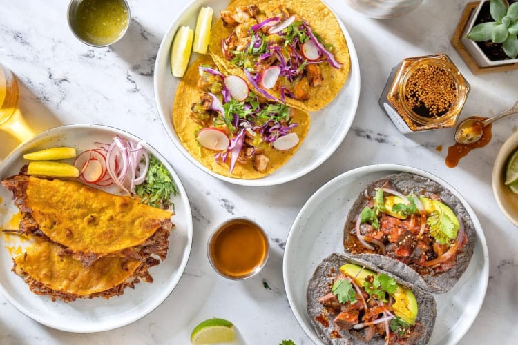 A selection of tacos on a table