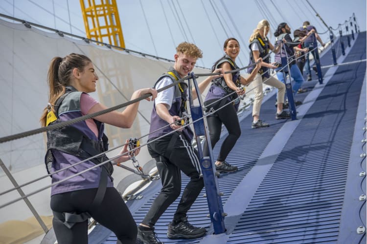 Climbing the O2 Arena is a challenging London birthday idea for adventurous groups.