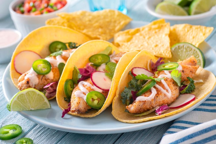 Fish tacos are a tasty, low-caloire Mexican food