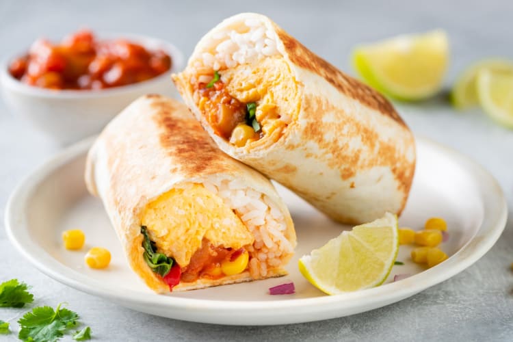 A breakfast burrito can be a low-calorie Mexican food