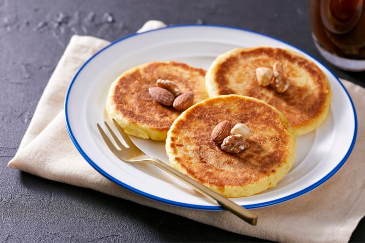 Three keto pancakes made with almond flour