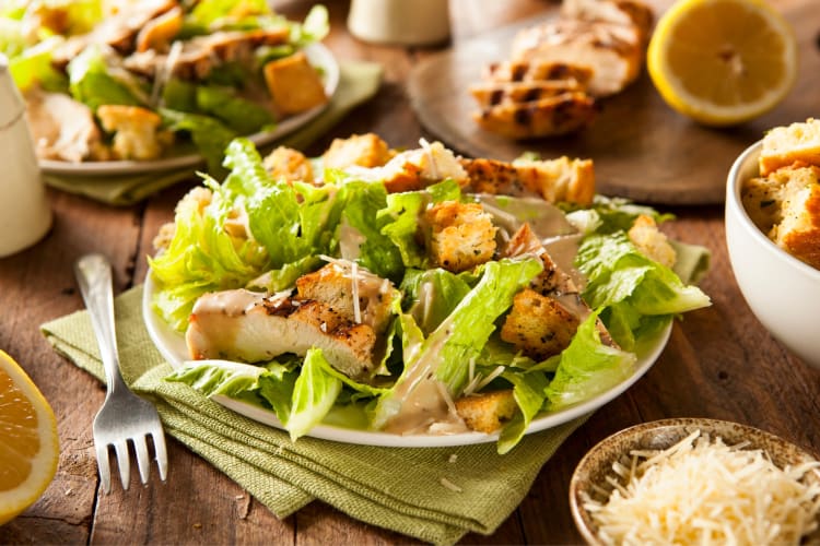 Chicken Caesar salad is a simple low-carb lunch idea