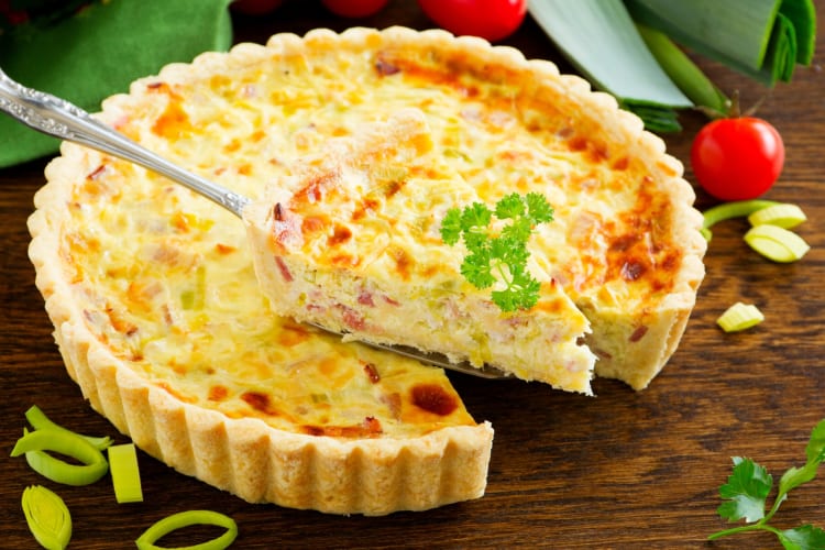 Quiche with almond flour crust is an excellent low-carb lunch idea