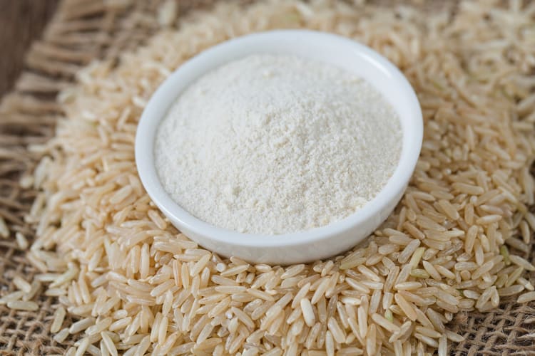 Rice flour in a bowl. 