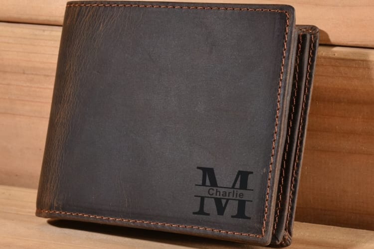 Get you man this monogrammed wallet as a cancer gift