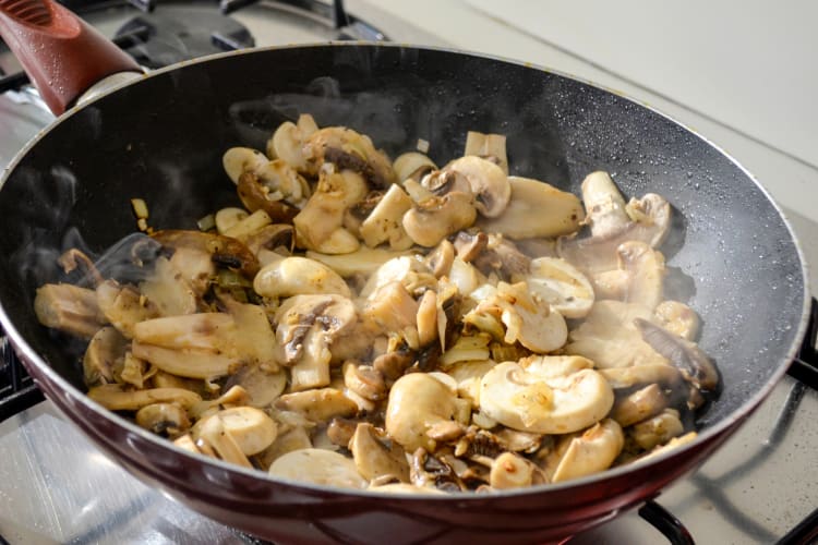 Sauteing mushrooms prepares the mushrooms for freezing