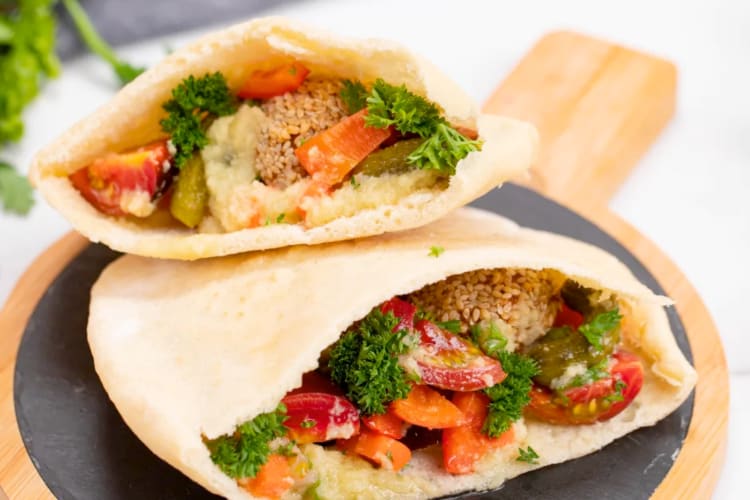 A falafel pita sandwich