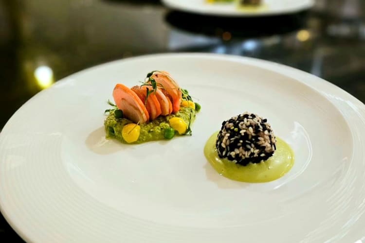 Tasting plate with two foods from Matthew's Restaurant
