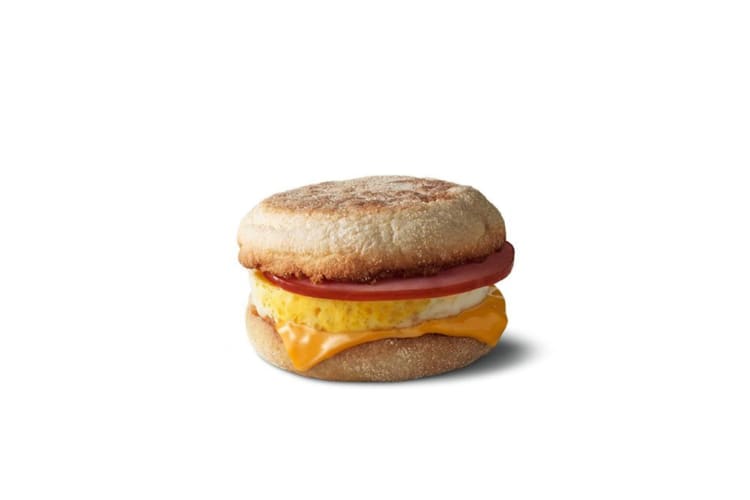 An egg McMuffin, one of the most popular McDonald's breakfast options.