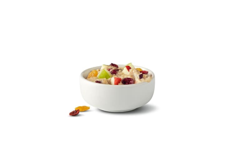 A bowl of McDonald's fruit and maple oatmeal.