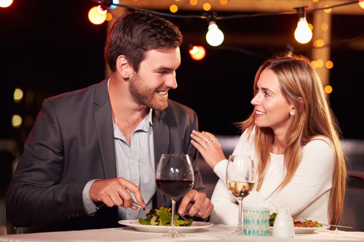 A couple having a romantic dinner