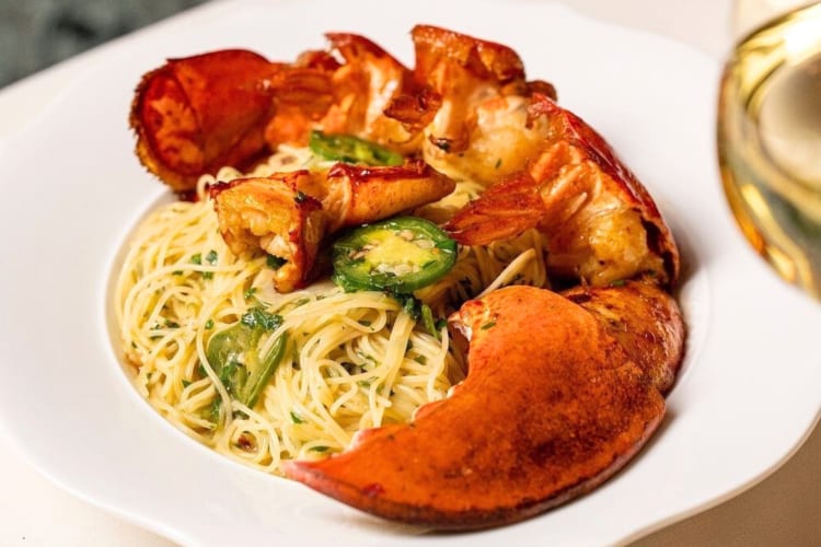 A lobster pasta dish