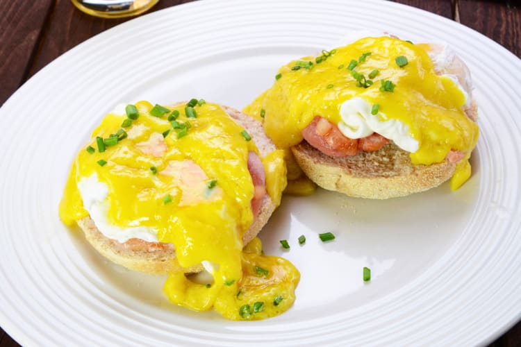 Eggs Benedict meal with two portions