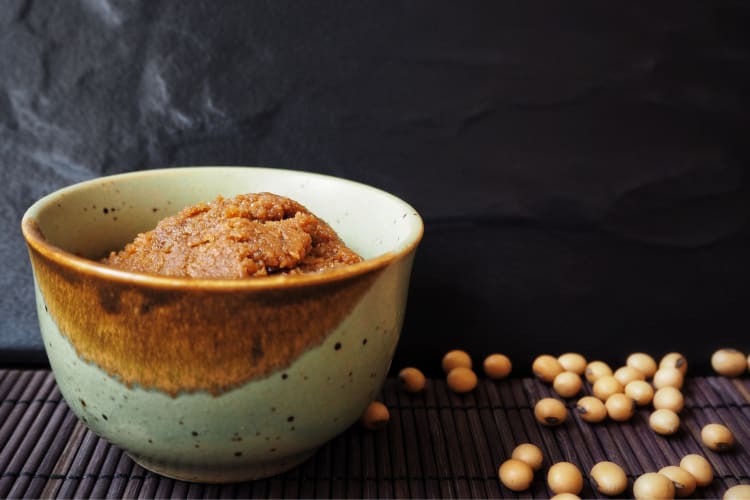 Miso paste in a ceramic bowl