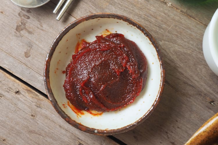 Red soybean paste in a bowl