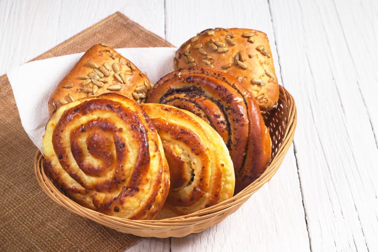 Fresh pastries served in a basket