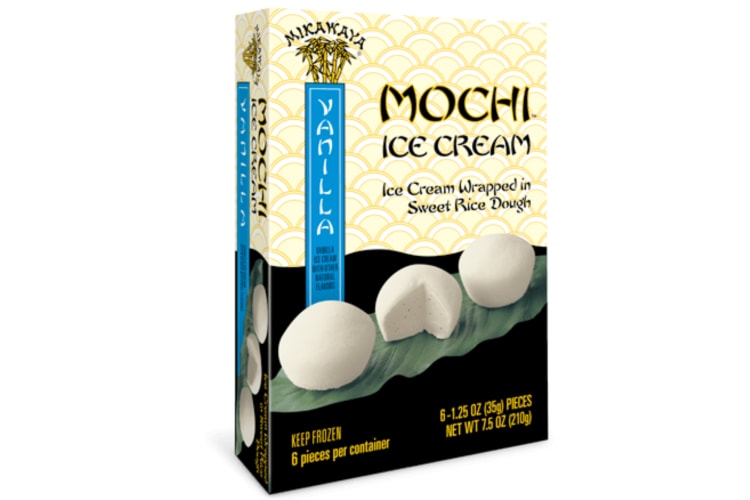 A box of vanilla mochi ice cream