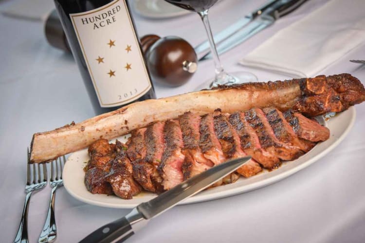 Steak and wine at one of Houston's most expensive restaurants.