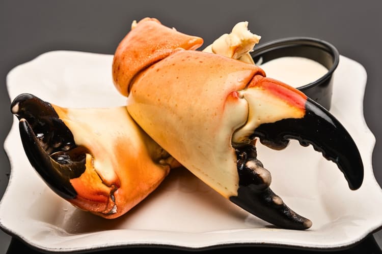 A plate of large crab claws.