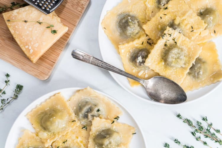 Homemade mushroom ravioli is a thoughtful Mother's Day dinner idea