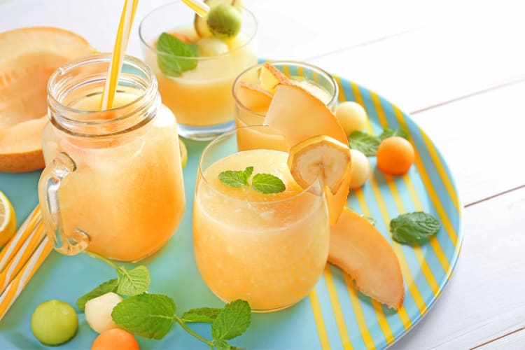 Glasses of muskmelon juice 