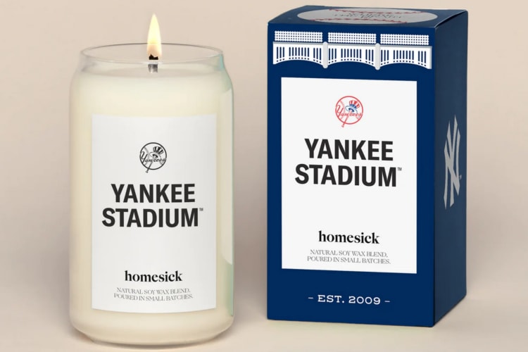 A Yankee-inspired candle is one of the best NYC gifts for sports fans