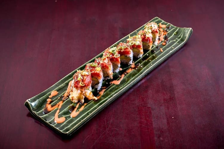Eight pieces of sushi on a plate from Nippon Japanese Restaurant