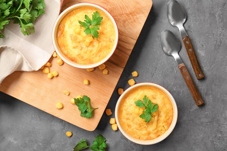 Two ramekins of corn pudding
