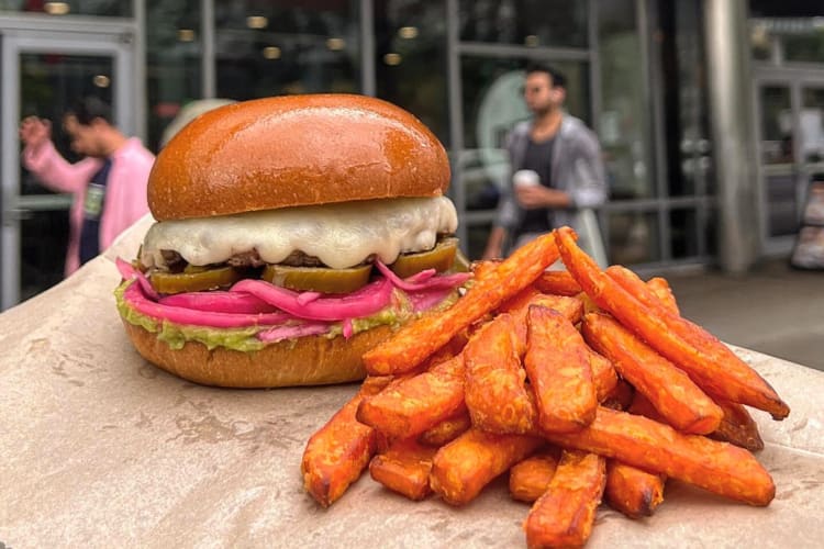 Burger and fries from Oh Brother