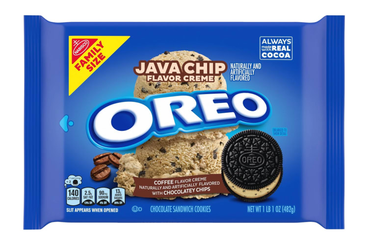 A packet of Java Chip Oreo cookies