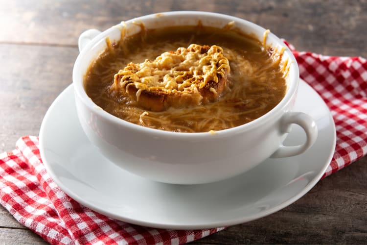 French onion soup is a comforting Paris food to enjoy