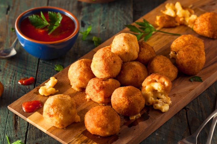 Fried mac and cheese is a great party food 