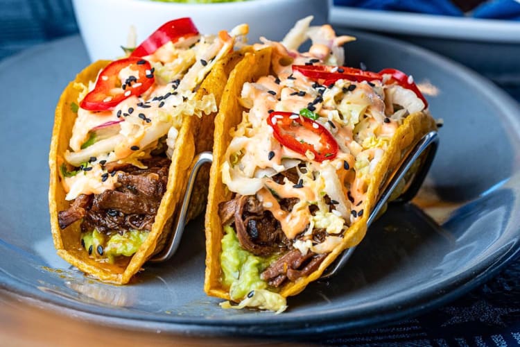 Two tacos from Pismo's Coastal Grill, a restaurant in Fresno