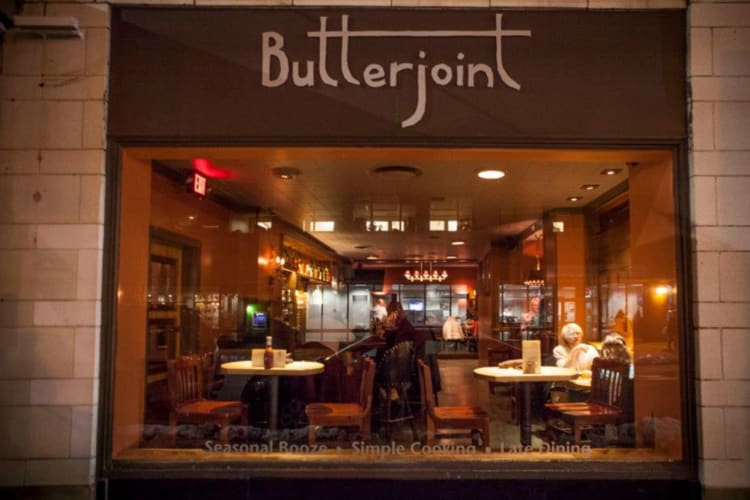 The outside window of Butterjoint, a Pittsburgh restaurant.