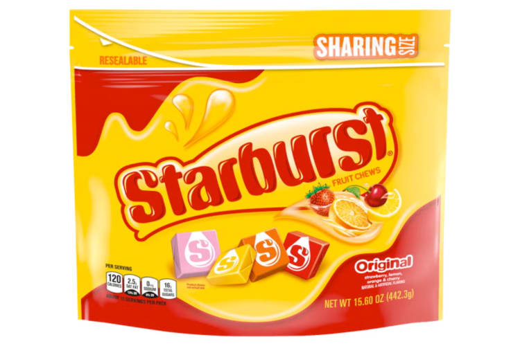 A bag of Starbursts candy