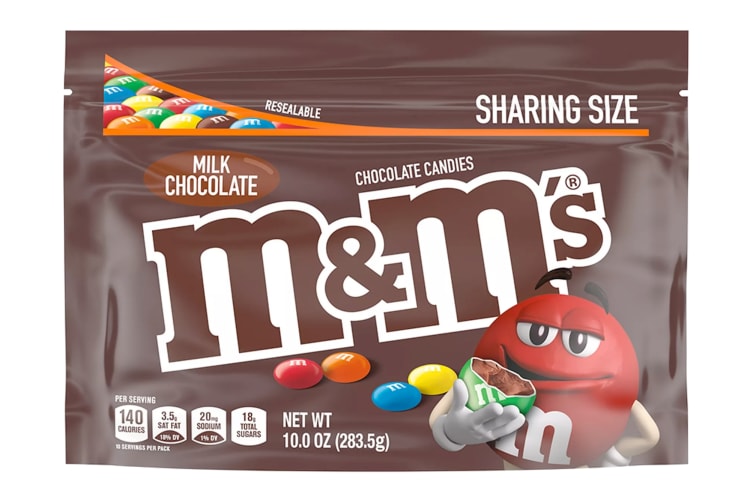 A bag of milk chocolate M&M's