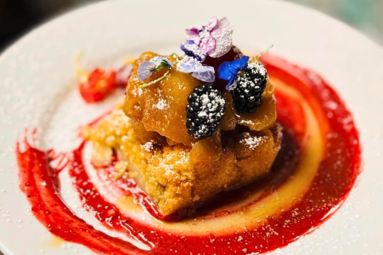 Close-up of a dessert from Red Lentil, a restaurant in Boston