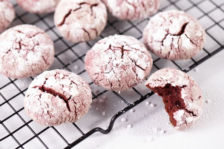 red velvet crinkle cookies uncover their spooky secret to reveal a blood red inside