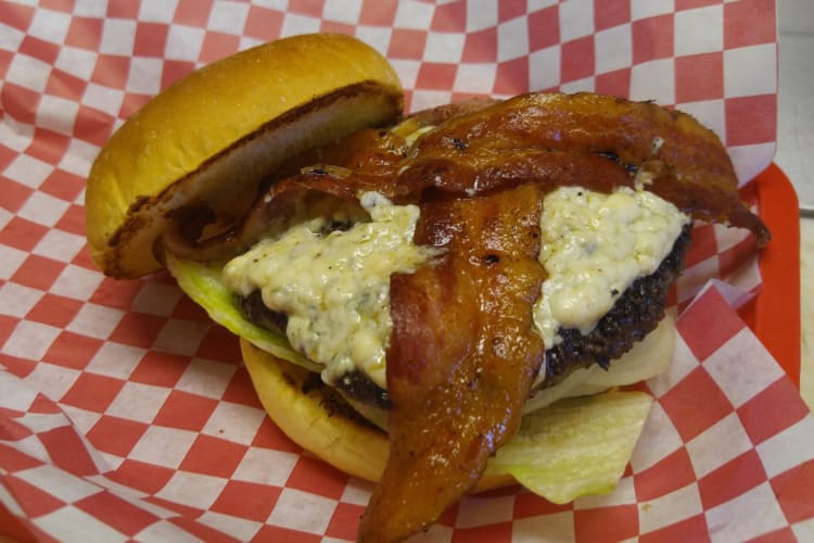 Burger with bacon and blue cheese