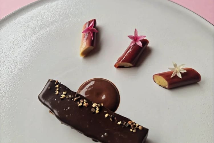 Chocolate dessert from a restaurant in Milan.