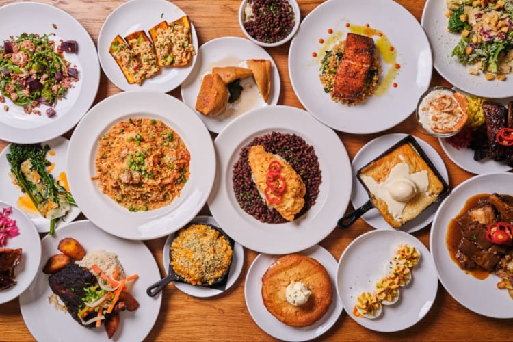 A selection of dishes on a table