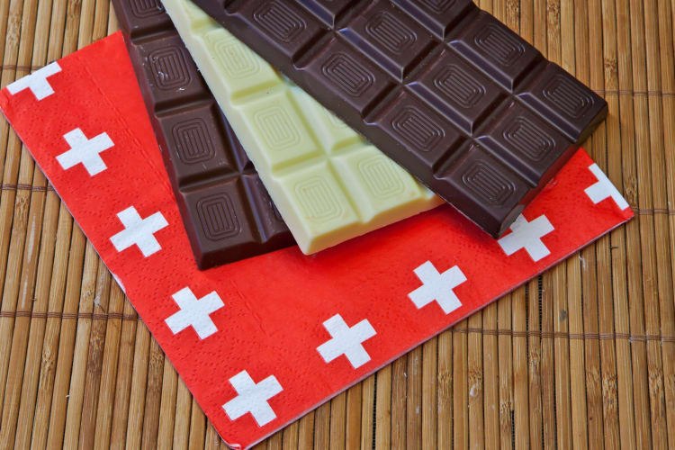 chocolate on a Swiss flag napkin